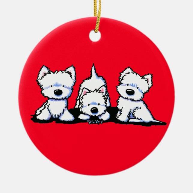 KiniArt Westie Trio Keramik Ornament (Vorne)