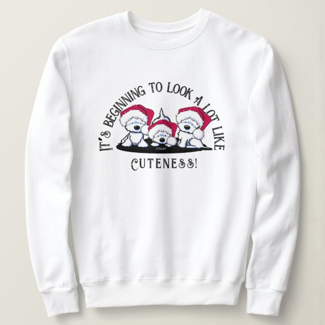 KiniArt Westie Trio Sweatshirt de Noël (Design devant)