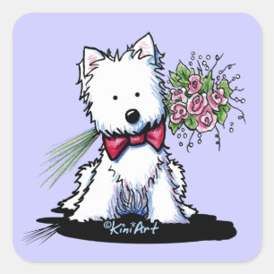 KiniArt Westie Valentine-Aufkleber Quadratischer Aufkleber