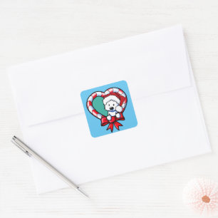 KiniArt Westie Weihnachts-Liebe Quadratischer Aufkleber