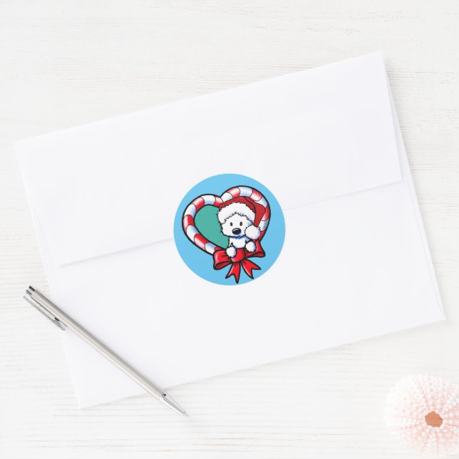 KiniArt Westie Weihnachts-Liebe Runder Aufkleber (Umschlag)
