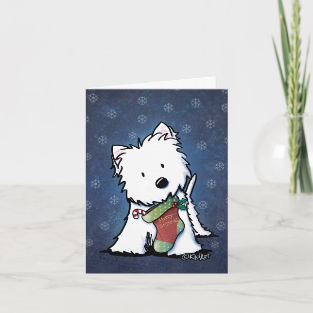 KiniArt Westie Weihnachtskarten Feiertagskarte (Vorderseite)