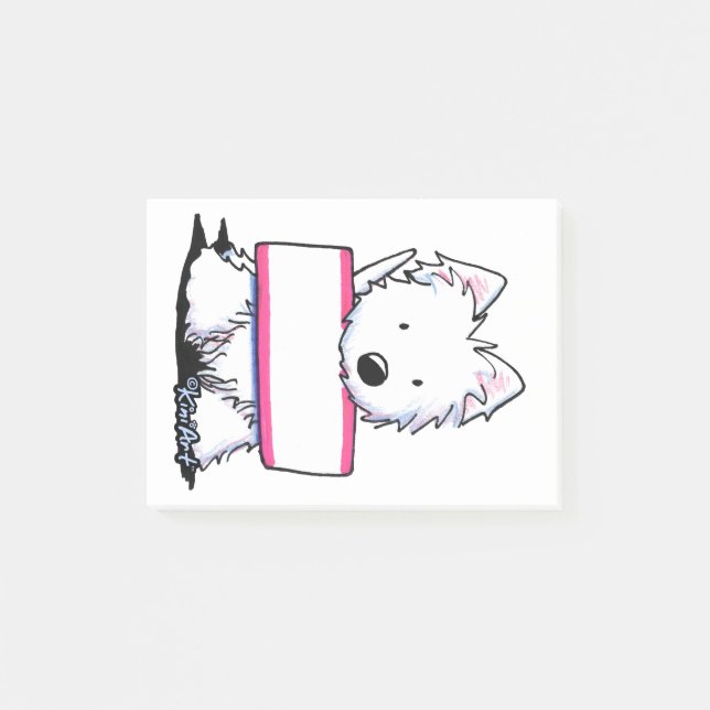 KiniArt Westie Zeichen Post-it Klebezettel (Vorderseite)