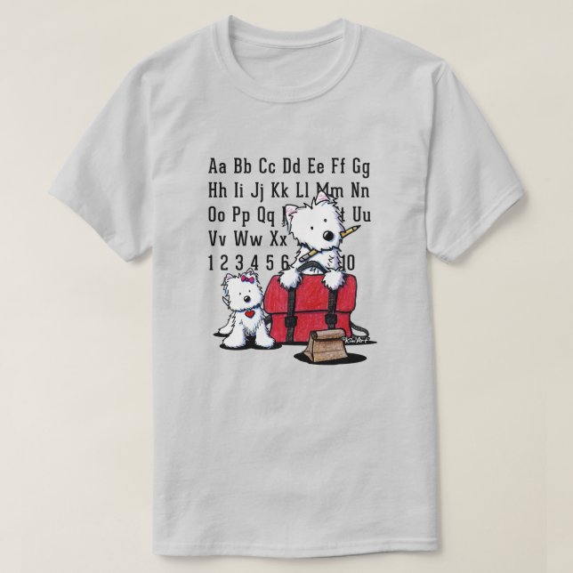 KiniArt Westie zurück zur Schule T-Shirt (Design vorne)