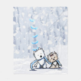 KiniArt Winter Terriers Fleece Blanket