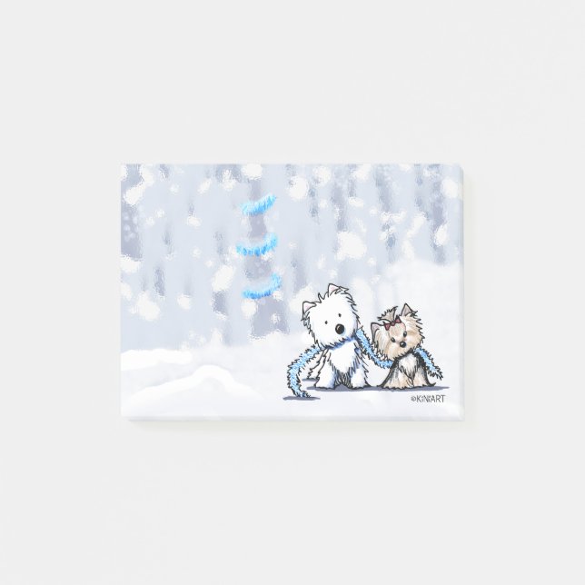 KiniArt Winter Terriers Post-it Klebezettel (Vorderseite)