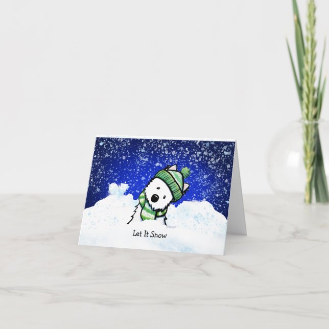 KiniArt Winter Westie Note Card Dankeskarte (Vorderseite)