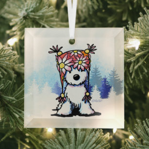 KiniArt Winter Westie Terrier Glass Ornament Aus Glas