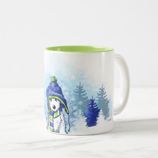 KiniArt Winter Westie Zweifarbige Tasse (VorderseiteRechts)