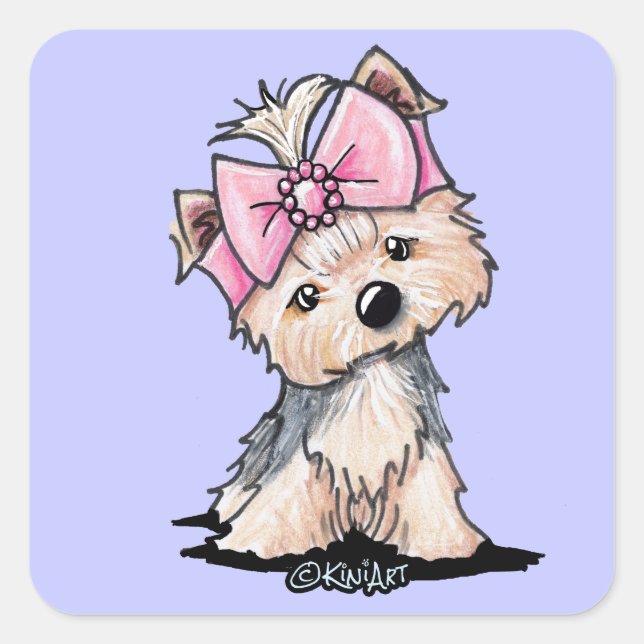 KiniArt Yorkie Gem Quadratischer Aufkleber (Vorderseite)