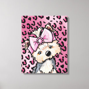 KiniArt Yorkie Girl Pink Leopard Leinwanddruck
