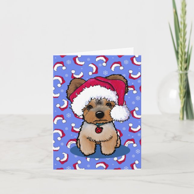 KiniArt Yorkie Terrier Chien Cartes de Noël (Devant)