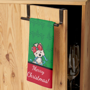 KiniArt Yorkie Terrier Weihnachten Geschirrtuch