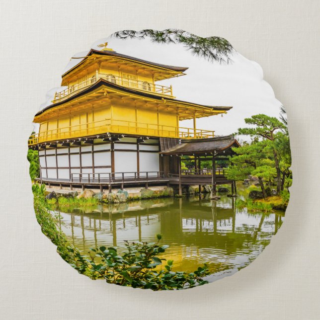 Kinkaku-ji, der goldene Pavillon, Kyoto Rundes Kissen (Vorderseite)