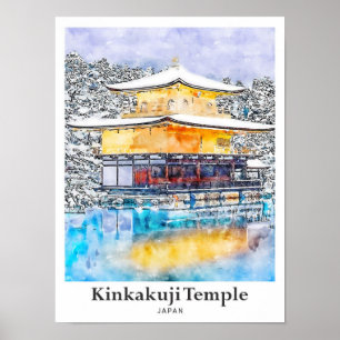 Kinkakuji Tempel Japan Art Travel Wasserfarbe Poster