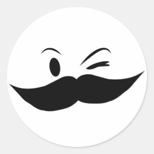 Kinky Mustache Runder Aufkleber