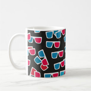 Kino, 3D-Brillenmuster, nahtlos.  Kaffeetasse