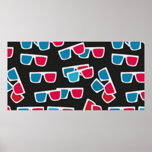 Kino, 3D-Brillenmuster, nahtlos. Poster
