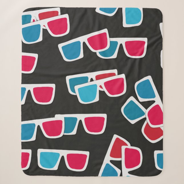 Kino, 3D-Brillenmuster, nahtlos.  Sherpadecke (Vorderseite)