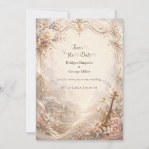Kino-Blush-Rosen-Orchester-Hochzeit Luxus Einladung