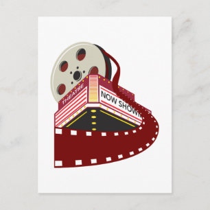 Kino-Gebäude mit Filmrolle Postkarte