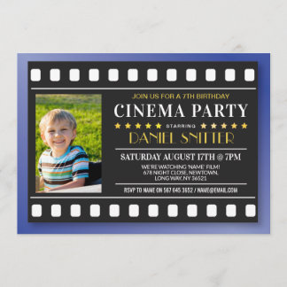 Kino Geburtstagsparty Film Boy's Blue Foto Einladung