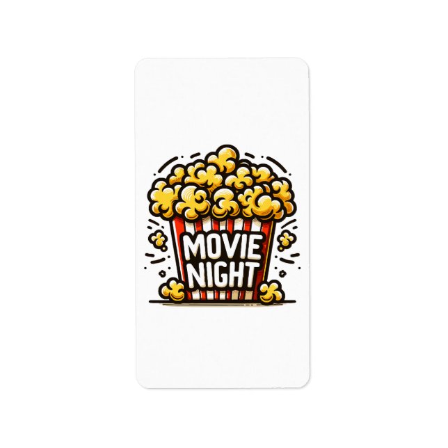 Kinoabend Delight Playful Popcorn Adressaufkleber (Vorne)