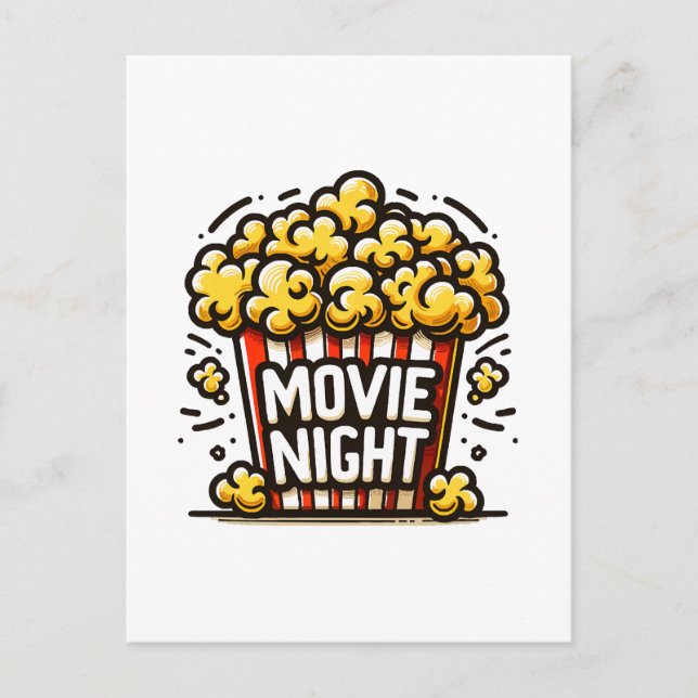Kinoabend Delight Playful Popcorn Einladungspostkarte (Vorderseite)
