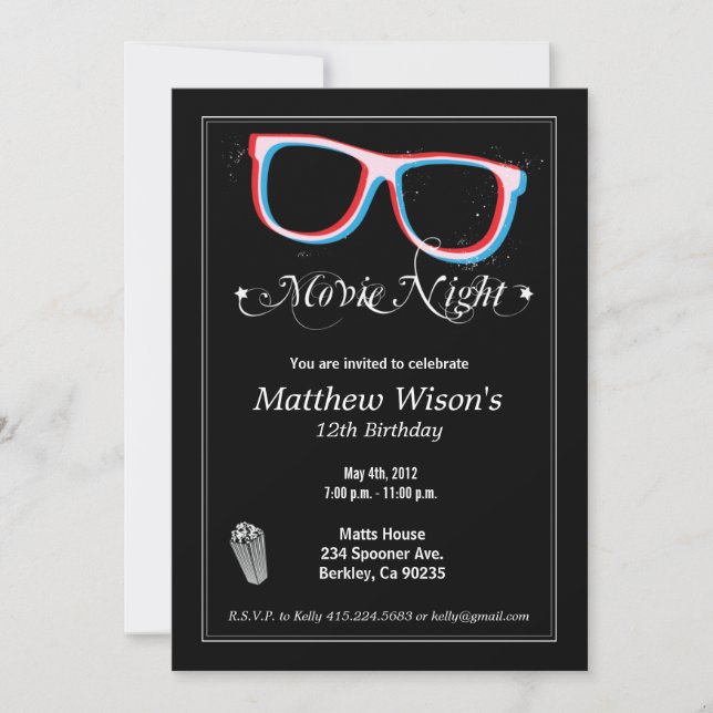 Kinoabend Einladung (Vorderseite)