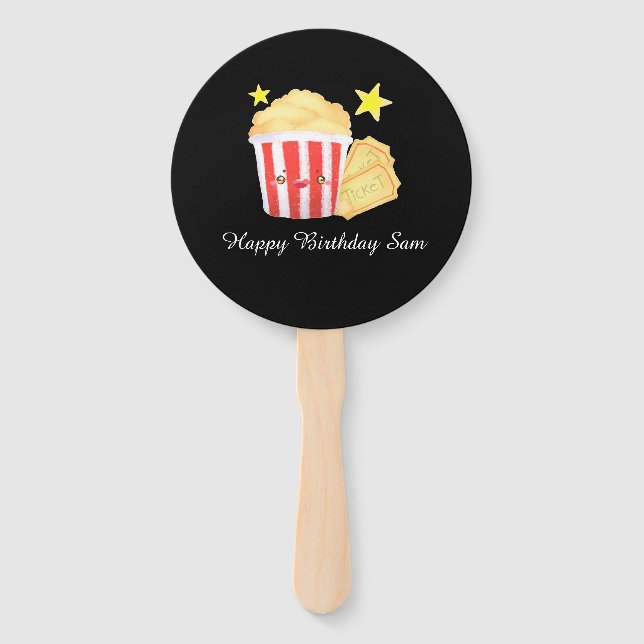 Kinoabend Popcorn und Tickets Fächer (Vorderseite)