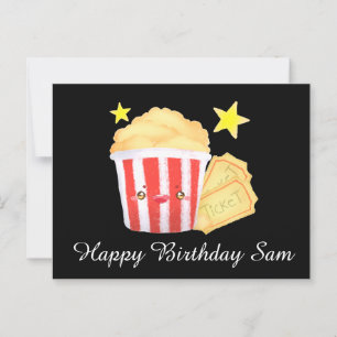 Kinoabend Popcorn und Tickets Postkarte