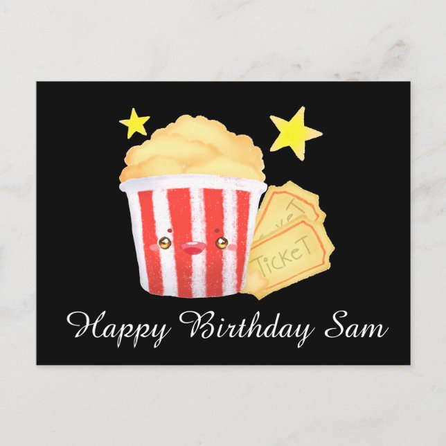 Kinoabend Popcorn und Tickets Postkarte (Vorderseite)