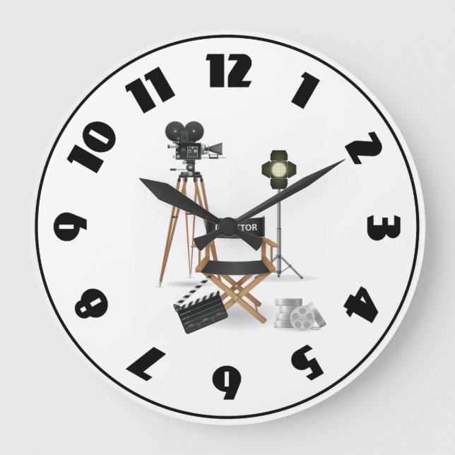 Kinodirektor Set Clock Große Wanduhr (Vorderseite)