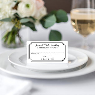 Kinokarten-Ticket Schwarz-Weiß-Hochzeit Platzkarte