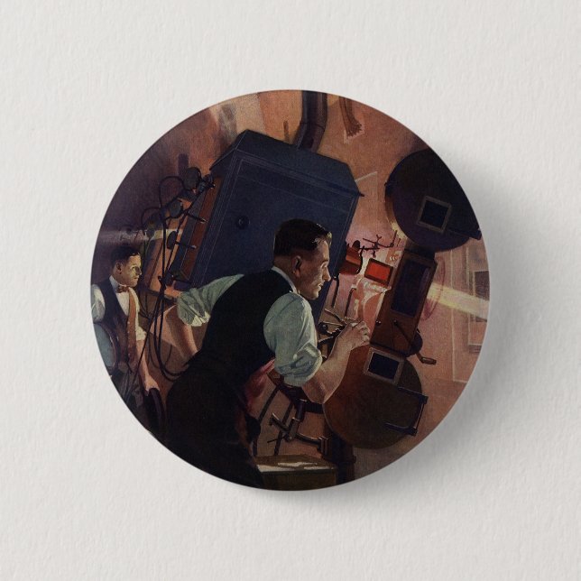 Kinoprojektionist, Vintages Geschäft Button (Vorderseite)