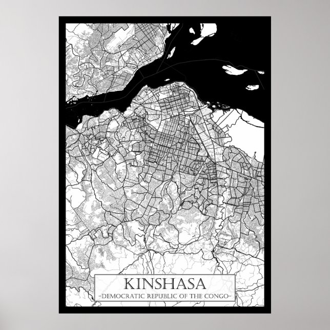 Kinshasa DR Congo Map Poster (Vorne)
