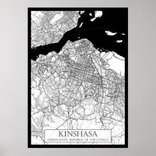 Kinshasa DR Kongo Karte Poster