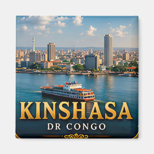 Kinshasa Kongo Fluss und dynamische Skyline Magnet