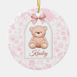 Kinsley Benutzerdefiniertes rosa Teddy-Bär-Kinde Keramik Ornament