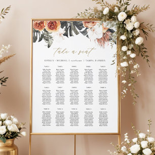 KINSLEY Boho Terracotta Palm Wedding Chart Poster