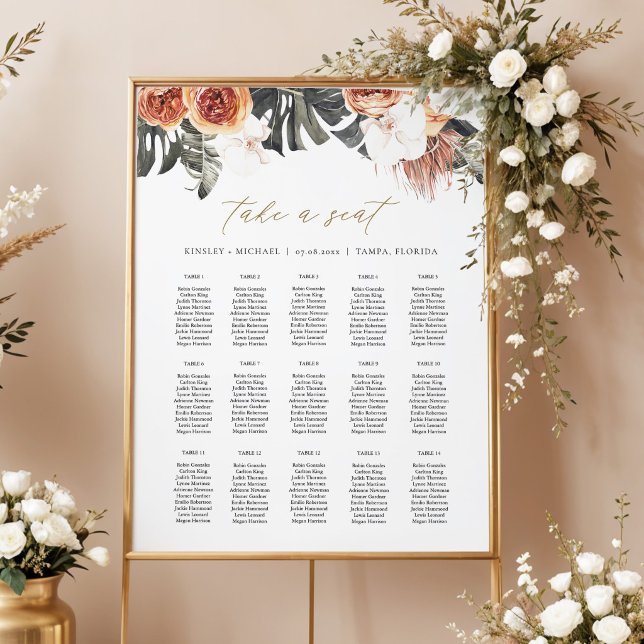 KINSLEY Boho Terracotta Palm Wedding Chart Poster (Von Creator hochgeladen)