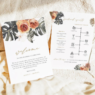 KINSLEY Boho Terracotta Tropische Hochzeit Timelin Einladung