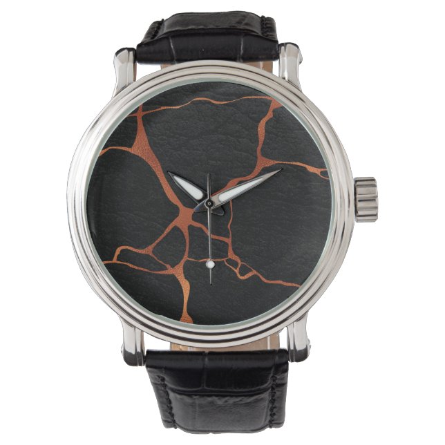 Kintsugi 1C Black Leather Armbanduhr (Vorderseite)