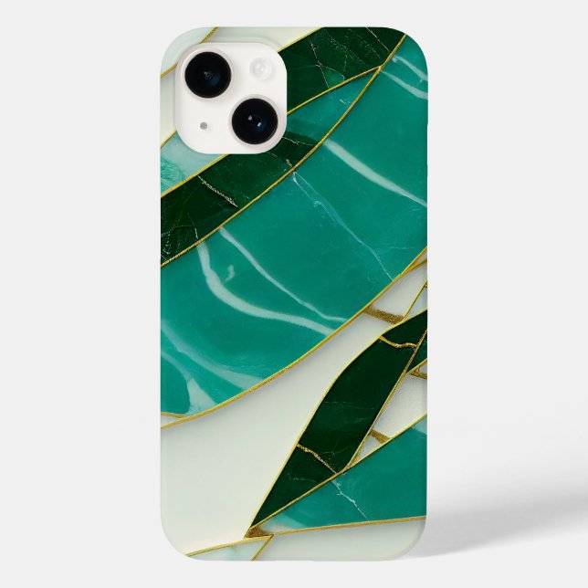 Kintsugi Aesthetic Jade Marmor Case-Mate iPhone 14 Hülle (Rückseite)