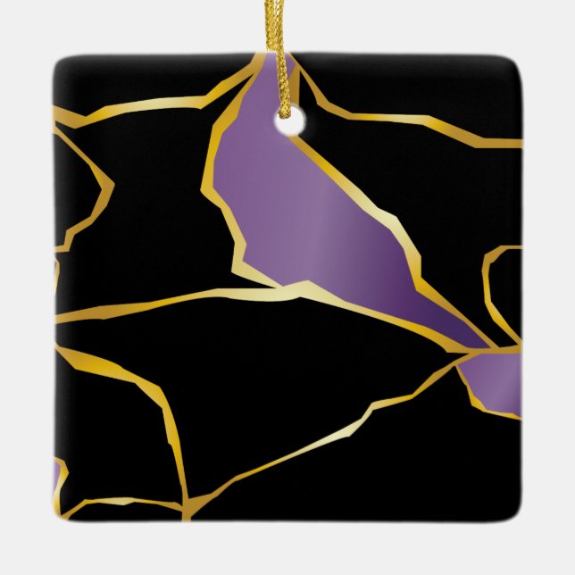 Kintsugi Amethyst Accents Ceramic Ornament (Vorderseite)