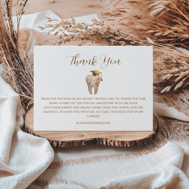 Kintsugi Floral Tooth Graduation Party Dankeskarte (Von Creator hochgeladen)