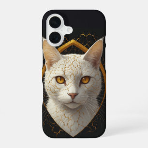 Kintsugi-Katzenporträt mit komplizierten goldenen  iPhone 16 Hülle
