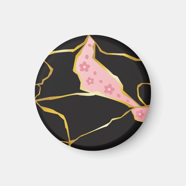 Kintsugi-Magnet mit Kirschblüten-Akzente Magnet (Vorne)