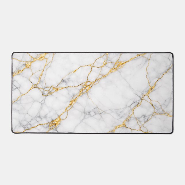 Kintsugi Marble Gold Fracture Luxury Desk Mat (Recto)