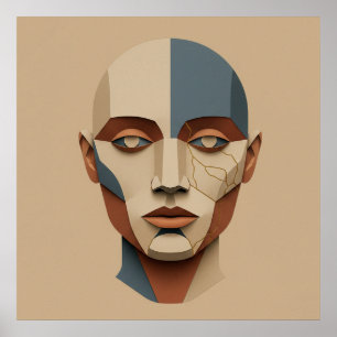 Kintsugi Muse: Abstrakte Papier-Skulptur-Porträt Poster